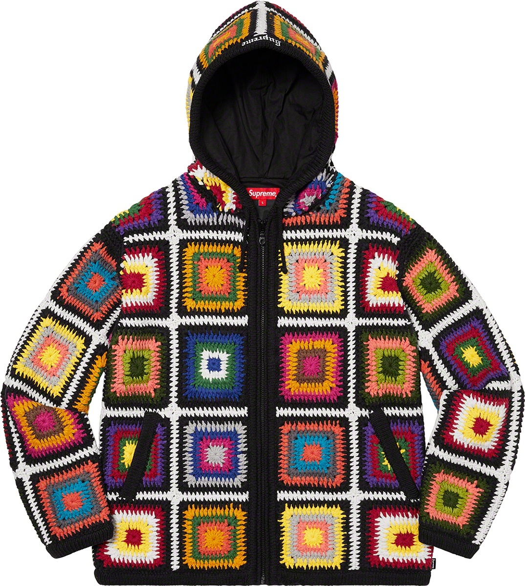 Crochet Hooded Zip Up Sweater view 2